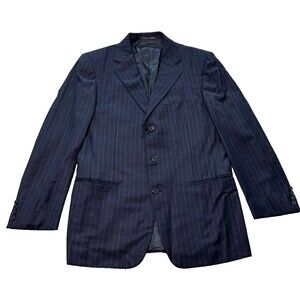 Ermenegildo Zegna Trofeo Men's Pin Striped Navy Blue Blazer 100% Wool XL Italy